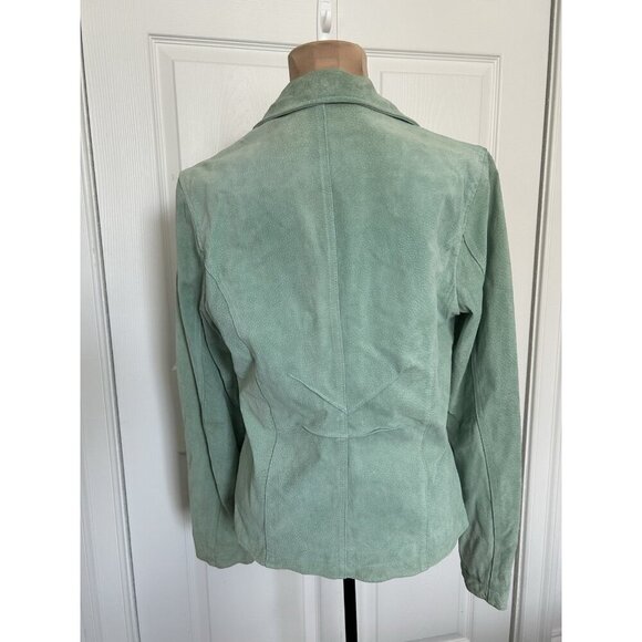 WILSONS LEATHER MAXIMA Suede Blazer Style Jacket Western Lite Green Womens Sz L - Picture 3 of 10